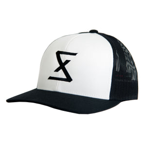 Black | White Trucker Snapback Hat - Saint Florian Clothing