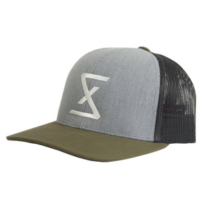 Heather Grey | Moss Green Trucker Snapback Hat - Saint Florian Clothing